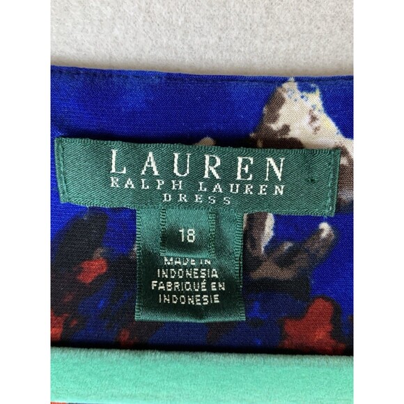 Lauren Ralph Lauren Womans Dress 18 Floral Faux Wrap V-Neck Ruched Sheath Midi - Picture 3 of 8